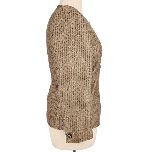 Vintage Ann May Worsted Silk Gold Black Shimmer Blazer Womens Size 12 - Picture 5 of 6